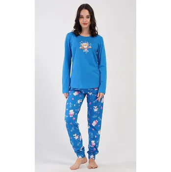 Dámské pyžamo Dámské pyžamo dlouhé Méďa I love you - modrá - S