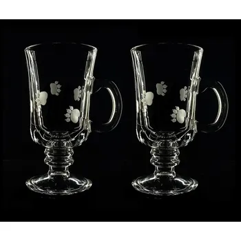 Sklenice sklenice na kávu nebo latte 2ks venezia s rytinou psích tlapek - ručně ryté (broušené), dárková krabička