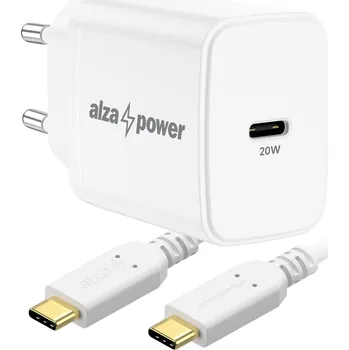 AlzaPower A110C Fast Charge 20W bílá + Core USB-C 2.0 60W 1m bílý