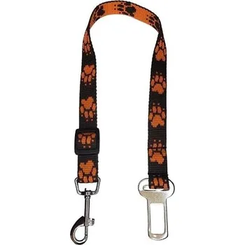 Vodítko pro psa Palkar bezpečnostní pás do auta pro středně velké psy 55 cm × 20 mm, černo-oranžový s tlapkami