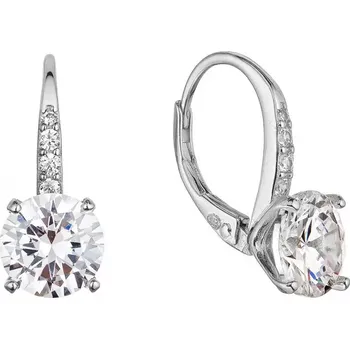 Šperk Stříbrné náušnice visací s velkým zirkonem bílé 11451.1