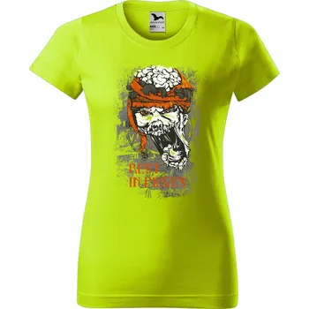 Dámské tričko DOBRÝ TRIKO Dámské tričko s potiskem Rest in pieces Barva: Limetková, Velikost: M