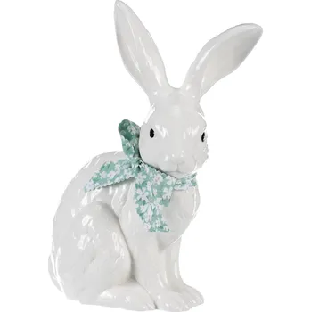 Vánoční ozdoba Autronic Zajíc keramický, barva bílá - KEJ301 WT