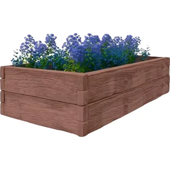 Vyvýšený záhon Betonový vyvýšený záhon 200 × 100 × 50 cm - hnědá imitace dřeva