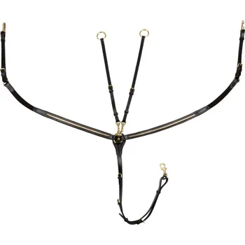 Martingal Kožený poprsník s vidlicí a mosaznými ozdobami Hnědá FULL