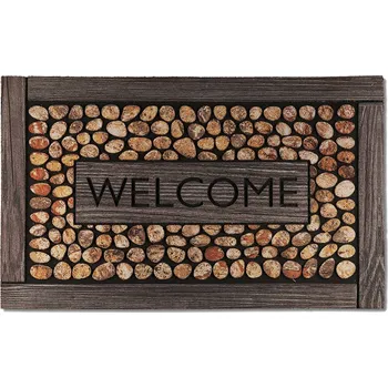 Rohožka J-Line Rohož Residence 007 welcome framed pebbles BARVA: Antracitová, ROZMĚR: 45x75 cm