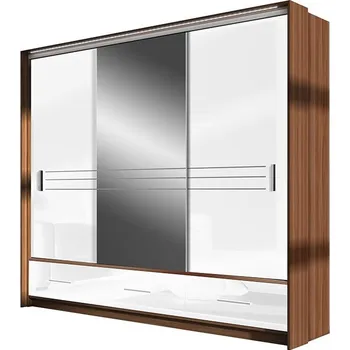 Šatní skříň Skříň šatní s posuvnými dveřmi zrcadlo bílá AMSTERDAM 250