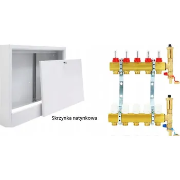 Instalatérský materiál ROZDĚLOVAČ PRO PODLAHOVÉ TOPENÍ 5 OKRUHŮ + SKŘÍŇKA