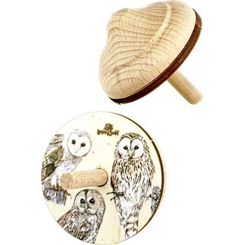 Dřevěná hračka Lesní svět Dřevěná káča - Sovy