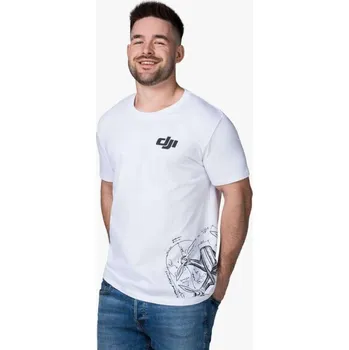 Pánské tričko DJI Triko bílé - dron bok - XL