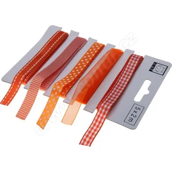 Stuha Oranžový set textilních stuh 1,1cm x 2m 5ks