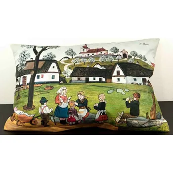 Povlak na dekorativní polštářek Povlak na polštářek se zipem – Josef Lada – Jaro na vsi