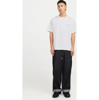 Pánské tričko Jack & Jones T-Shirt Islington 12273015 Bílá Loose Fit M