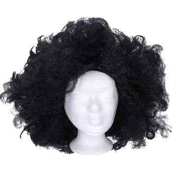 Karnevalová paruka KARNEVAL Paruka černé kudrnaté vlasy (karnevalový doplněk)