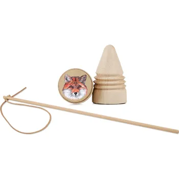 Dřevěná hračka Lesní svět Dřevěná káča RETRO s bičíkem - Liška