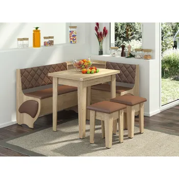 Max-i Rohová jídelní lavice CYBELE Zvolte barvu:: dub sonoma, Materiál: koženka - bronz