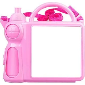 Svačinový box Plastový box s lahví 20 x 20 x 7 cm - růžová sublimace termotransfer