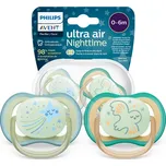 Philips Avent Dětský dudlík 0-6m Phillips Avent air night - zelená 2ks