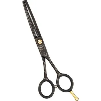 Kadeřnické nůžky Henbor kadeřnické efilační nůžky BUTTERFLY černé 5,5" + dárek Matrix Food For Soft Hydratačný kondicionér 50ml zdarma