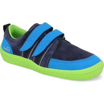 Barefoot dětské tenisky Beda - Marcus s proužky a pevným opatkem modré Velikost: 25