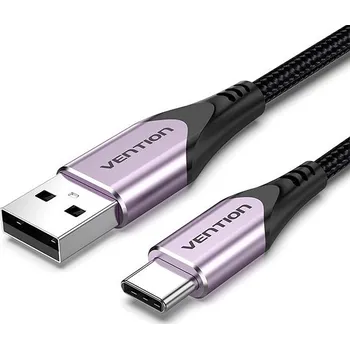 Datový kabel Vention Cotton Braided USB-C to USB 2.0 Cable Purple 1M Aluminum Alloy Type
