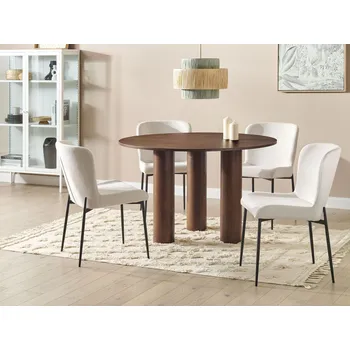 Jídelní stůl tmavý jasan MDF stolová deska nohy z kaučukového dřeva ⌀ 120 cm moderní rustikální styl Beliani