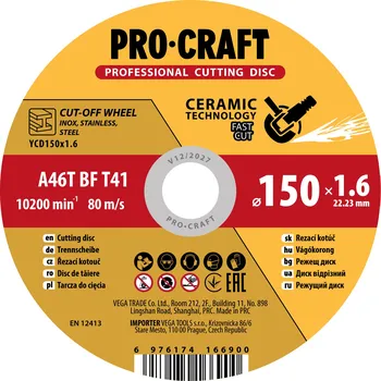 Řezný kotouč Keramický řezný kotouč Procraft YСD150x1.6 50ks | YCD150x1.6