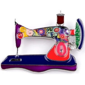 Náramek Kovová brož šicí stroj, malé, 1 fialová lilková