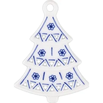Český porcelán, Dubí Vánoční ozdoba - stromeček prolamovaný 8,5 x 6,3 cm 10597 I.jakost