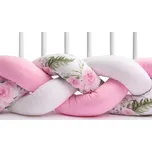 Sensillo Ochranný mantinel cop do postýlky květy růžová