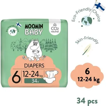 Plena Moomin Baby 6 Maxi 12–24 kg (34 ks), eko plenky