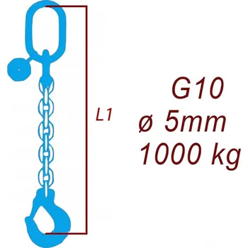 Upínací popruh BEST MAXX 1000 kg Vázací řetěz G10, jednopramenný, oko-hák, 5mm Délka úvazku: 1 M