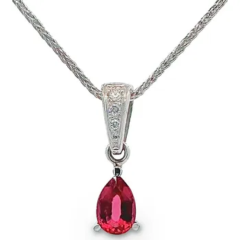 Přívěsek Přívěsek z bílého zlata s laboratorním rubelitem a diamanty