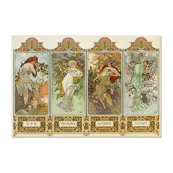 Dekorativní magnet Plumeria Plu - Magnetka Alphons Mucha, Four Seasons - 8 x 5,5 cm