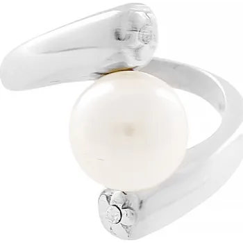 Souprava šperků MPM Dámský ocelový prsten s perlou 7823 (velikost 57) - stříbrné barvy