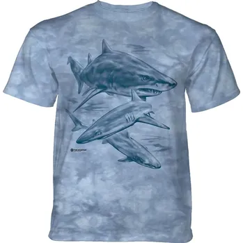 Pánské oblečení Pánské batikované triko The Mountain - MONOTONE SHARKS - modrá Velikost: M 10-6534/M