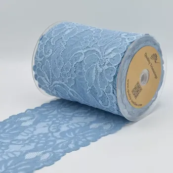 Modrošedá široká krajka (E) (Krajka 15cm)