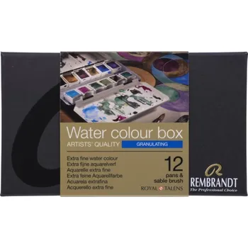 Speciální výtvarná barva Profesionální akvarely Rembrandt, sada 12 granulujících odstínů + štětec