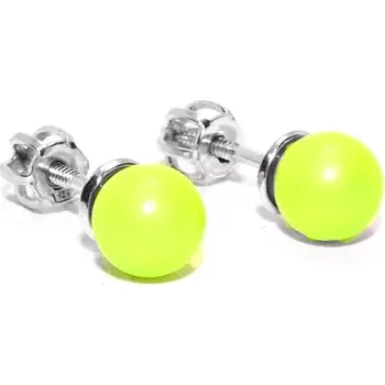 Náušnice Stříbrné náušnice Swarovski perla neon žlutá - NŠ1183 (Stříbrné náušnice se Swarovski perlou 6 mm)