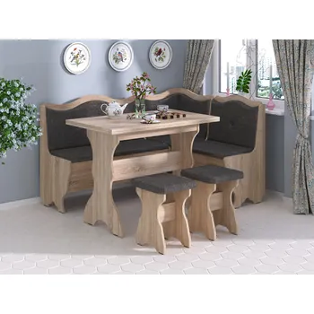 Max-i Rohová jídelní lavice BAUDIER Zvolte barvu:: dub truffle, Materiál: koženka - bílá