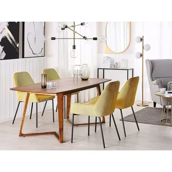 Jídelní stůl tmavý ořech MDF kaučuk 180 x 90 cm obdélníkový tvar 6místný moderní styl kuchyně jídelna Beliani