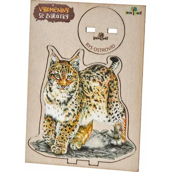 Dřevěná hračka Lesní svět Vylomeniny se zvířátky S rys