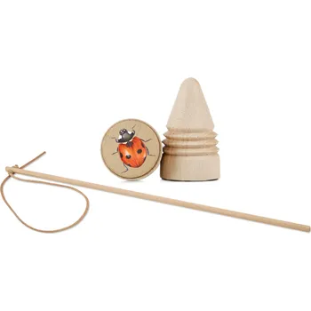 Dřevěná hračka Lesní svět Dřevěná káča RETRO s bičíkem - Beruška