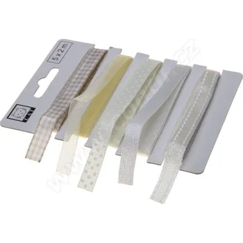 Stuha Světlý set textilních stuh 1,1cm x 2m 5ks