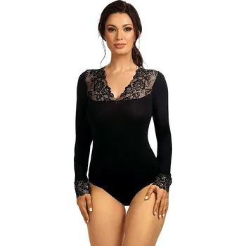 Body Luxusní body Tiana černé s krajkou M - Dárková krabička