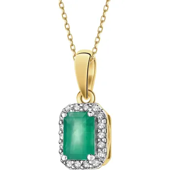 Přívěsek Zlatý přívěsek s diamanty a smaragdem - ryzost 585 - 203.218