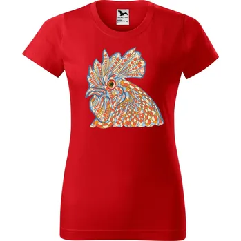 Dámské tričko DOBRÝ TRIKO Dámské tričko s potiskem Hlava kohouta Barva: Červená, Velikost: 2XL