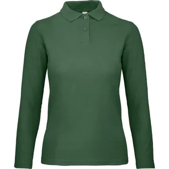 Pánské tričko B&C Polokošile B&C ID.001 LSL, dlouhý rukáv, dámská COT010I1354003-bottle gree L Zelená lahvově