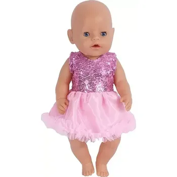 Doplněk pro panenku Šatičky s flitry růžové pro panenku o velikosti 43cm