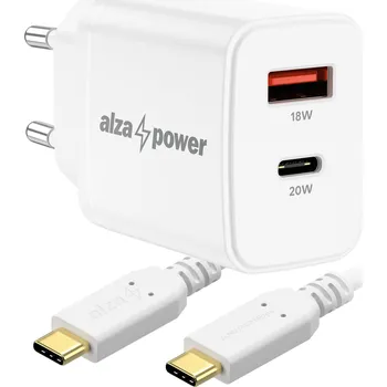AlzaPower A101CA Fast Charge 20W bílá + Core USB-C 2.0 60W 1m bílý